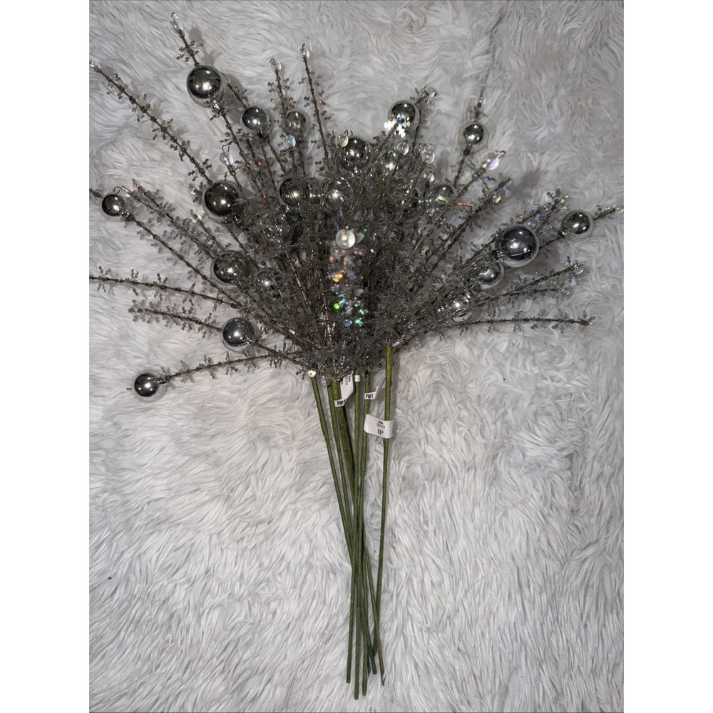Pier 1 Imports Silver Ornament Snowflake Christmas Floral Stems 23in SKU 2545672